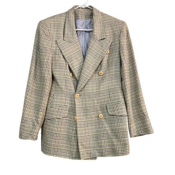 Burberrys Jackets & Blazers - Vintage Burberrys Double Breasted Plaid Wool Blazer Jacket 90s Tailored Coat 8